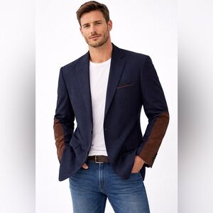 JB Britches Wool Cashmere Blend Single Breasted Blazer Navy Blue Size 54R MENS